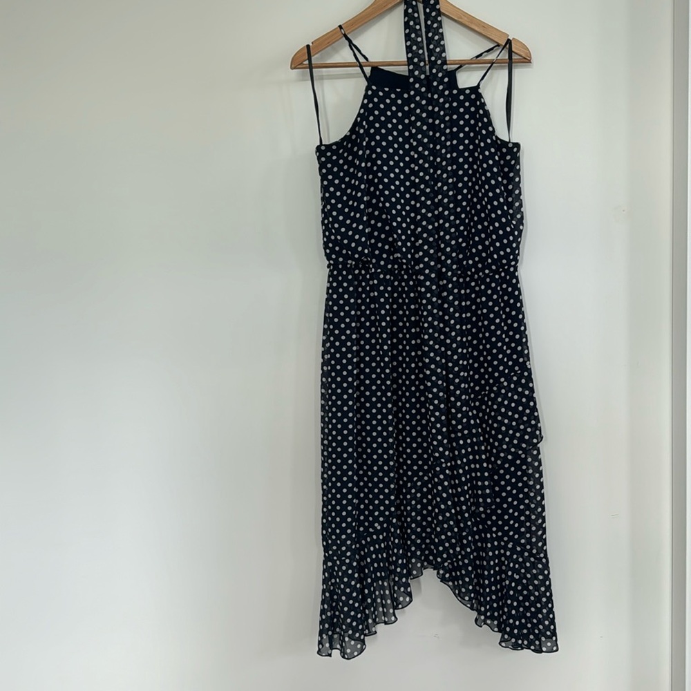 Polka dot asymmetrical dress
